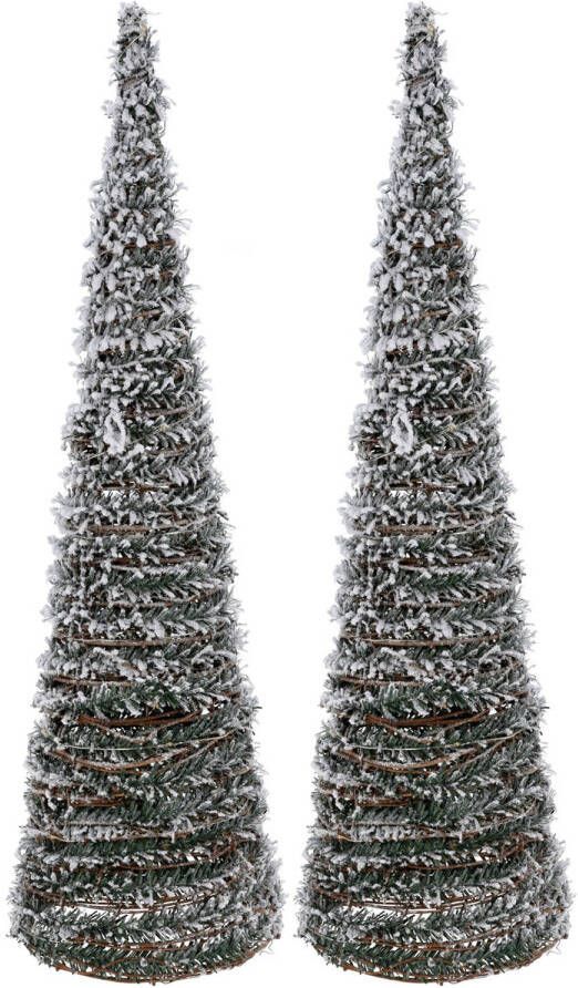 Merkloos Verlichte kerstbomen kegels 2 stuks 80 cm LED warm wit kerstverlichting figuur