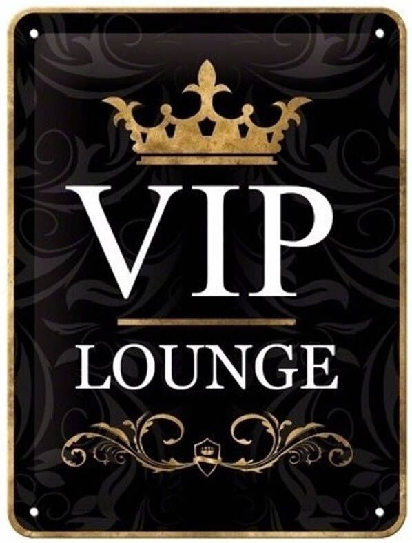 Merkloos VIP thema Muurdecoratie VIP Lounge 15 x 20 cm Metalen wandbordjes