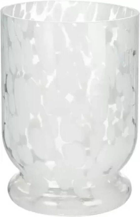 Merkloos Waxinelichtjeshouder van glas 11 x 15 cm Wit