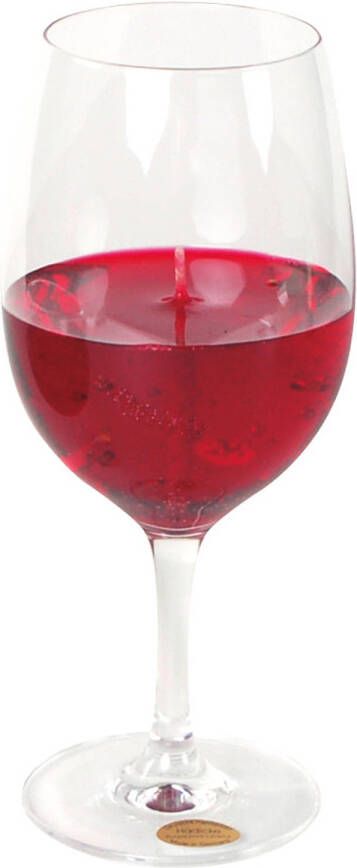 Merkloos Wijnglas gadget kado Wijnkaars geurkaars H21 cm rode wijn - Moederdag verjaardag geurkaarsen