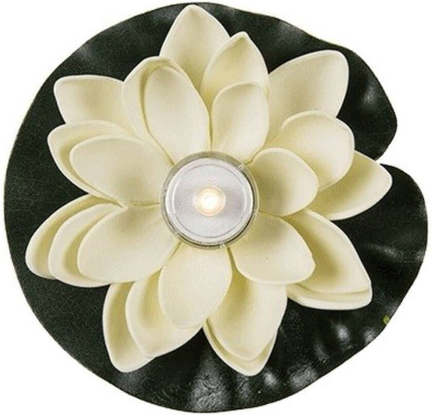Merkloos Witte decoratie waterlelies met LED-licht 13 cm LED kaarsen