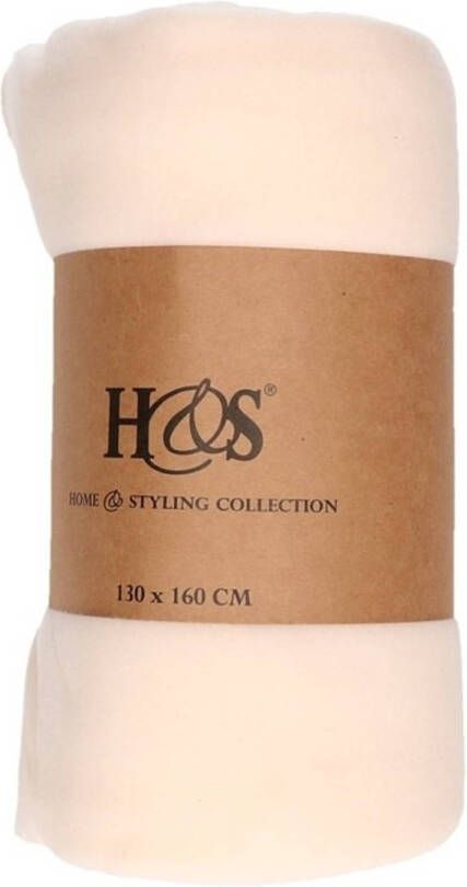 H&S Collection Witte fleece dekens kleden 130 x 160 cm Plaids