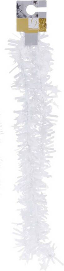 Merkloos Witte kerstversiering folieslinger met sterretjes 180 cm Kerstslingers