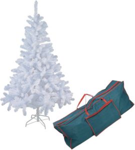 Merkloos Witte kunst kerstboom kunstboom 180 cm inclusief opbergzak Kunstkerstboom