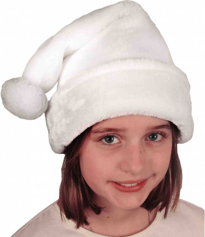 Merkloos Kerstaccessoires kerstmutsen wit voor kinderen Kerstmutsen