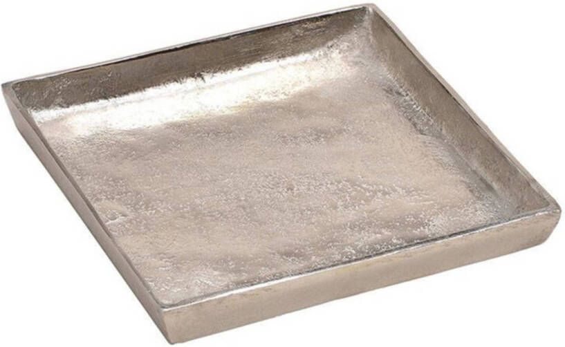 Merkloos Kaarsenbord-plateau vierkant zilver aluminium 20 x 20 cm Kaarsenonderzetter Kaarsenplateaus