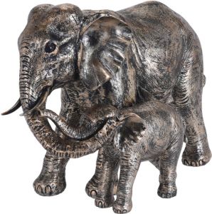 Merkloos Dierenbeeld olifant met kind 24 cm goud antieklook Woondecoratie Dierenbeelden Beeldjes