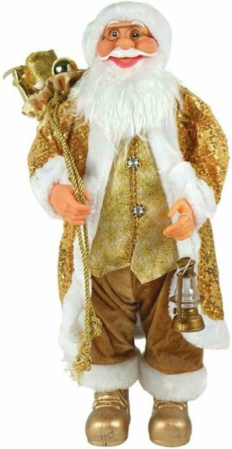 Merkloos XL Luxe Kerst Decoratie Kerstman Staand Goud-Wit 70cm