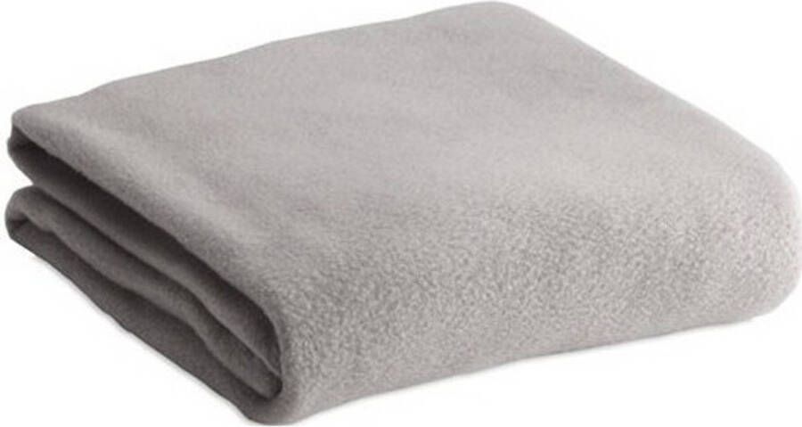 Merkloos Fleece deken plaid kleedje lichtgrijs 120 x 150 cm bank woonkamer dekentjes Plaids