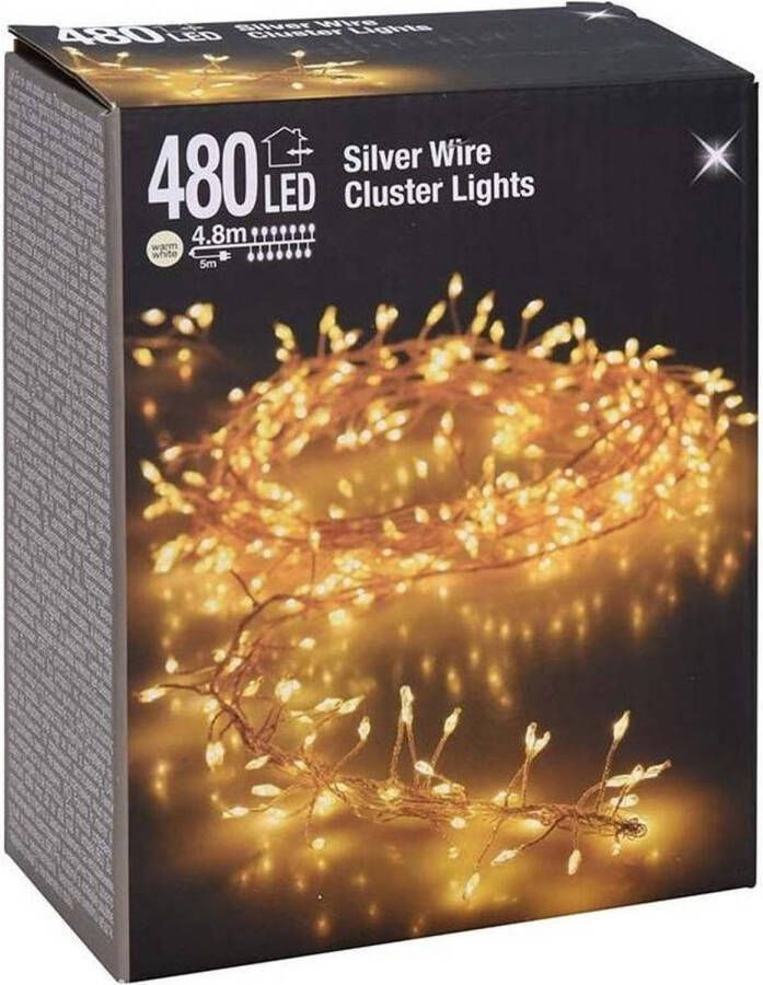 Merkloos Zilverdraad Verlichting 480 LED Warm wit 4 8 meter