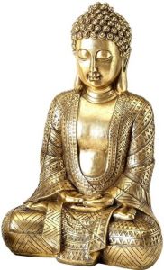 Deco by Boltze Zittend Boeddha beeld goud 39 cm Woondecoratie woonaccessoires Decoratiebeelden Boeddhabeelden voor in huis Beeldjes
