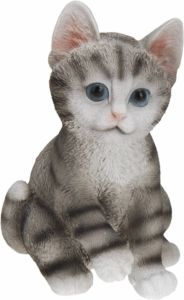 Merkloos Zittende katten beeldje grijs 19 cm Beeldjes