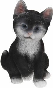Merkloos Zittende katten beeldje zwart 19 cm Beeldjes
