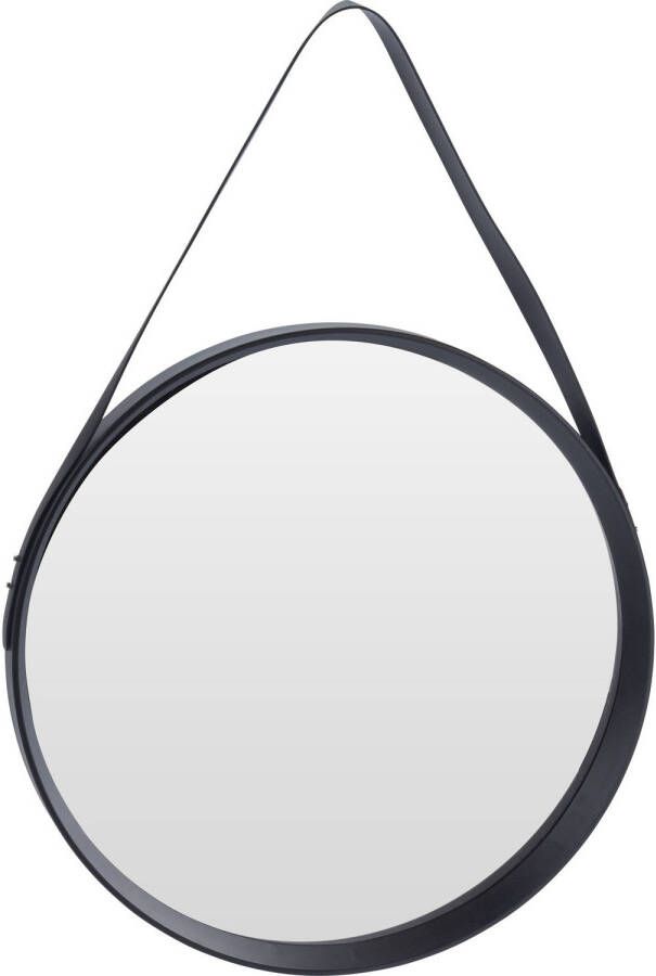 Merkloos Zwarte ronde decoratie wandspiegel 51 cm Industriele spiegel voor in de hal badkamer of toilet Spiegels