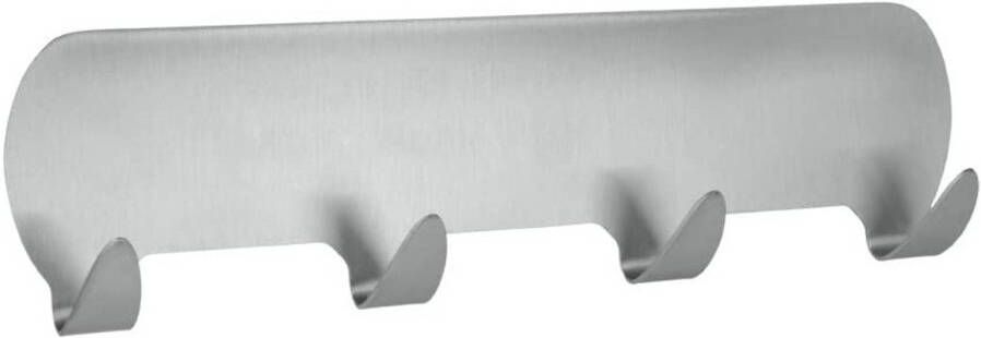 Metaltex ophanghaak 4-haken 25 x 15 cm RVS zilver