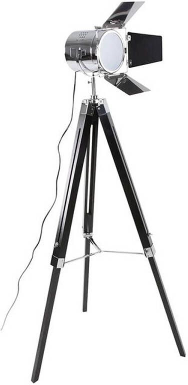 Miadomodo vloerlamp vintage zwart tripod in hoogte verstelbaar tot 146 cm 60W kantelbaar E27