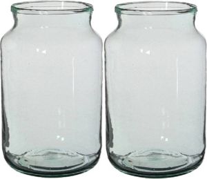 Mica Decorations 2x Cilinder vaas bloemenvaas transparant glas 30 x 18 cm bloemenvazen woondecoratie woonaccessoires Vazen
