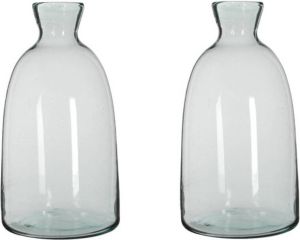 Mica Decorations 2x Fles vazen Florine 22 x 44 cm transparant gerecycled glas Home Deco vazen Woonaccessoires Vazen