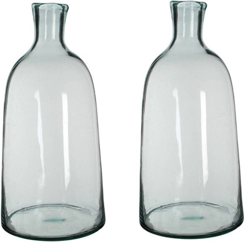 Mica Decorations 2x Fles vazen Florine 26 x 58 cm transparant gerecycled glas Vazen