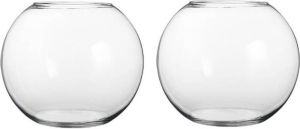 Mica Decorations 2x Glazen kom vaas transparant 23 x 30 cm Vazen