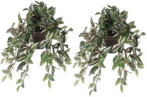 Mica Decorations 2x Groene Tradescantia vaderplant kunstplant 45 cm in pot Kunstplanten nepplanten hangplanten Kunstplanten
