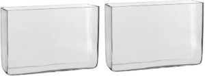 Mica Decorations 2x Hoge rechthoekige vaas transparant glas 30 x 10 x 20 cm Accubak Glazen vazen Woonaccessoires Vazen