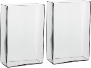 Mica Decorations 2x Hoge vaas transparant glas 20 x 10 x 30 cm Accubakken Glazen vazen Woonaccessoires Vazen