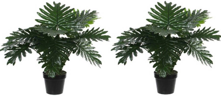 Mica Decorations 2x Nep planten groene Philondendron 60 cm Kunstplanten