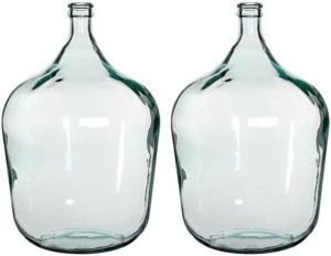 Mica Decorations 2x stuks Vazen Diego fles vaas 40 x 56 cm transparant gerecycled glas Vazen