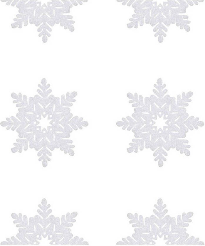 Mica Decorations 2x Witte foam hangslingers slingers met sneeuwvlokken 180 x 15 cm Decoratiesneeuw