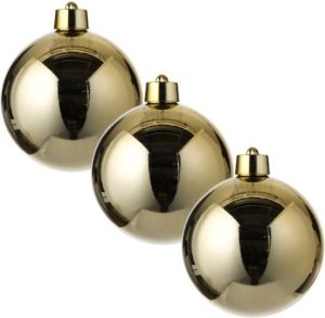 Mica Decorations 3x Grote kunststof decoratie kerstbal goud 20 cm Kerstbal