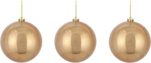 Mica Decorations 3x Grote kunststof kerstballen licht koper 15 cm Kerstbal