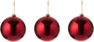 Mica Decorations 3x Grote kunststof kerstballen rood 15 cm Kerstbal