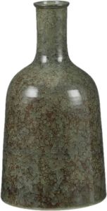 Mica Decorations Fles bloemenvaas van terracotta in het groen shadow D22 en H35 cm Vazen