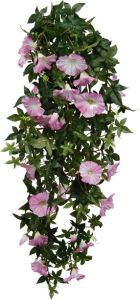 Mica Decorations Groene Petunia kunstplant met lichtroze bloemen 80 cm Kunstplanten nepplanten hangplanten Kunstplanten
