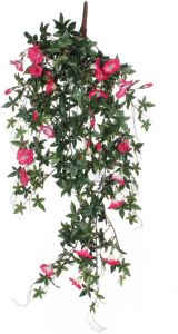 Mica Decorations Groene Petunia kunstplant met roze bloemen 80 cm Kunstplanten nepplanten hangplanten Kunstplanten