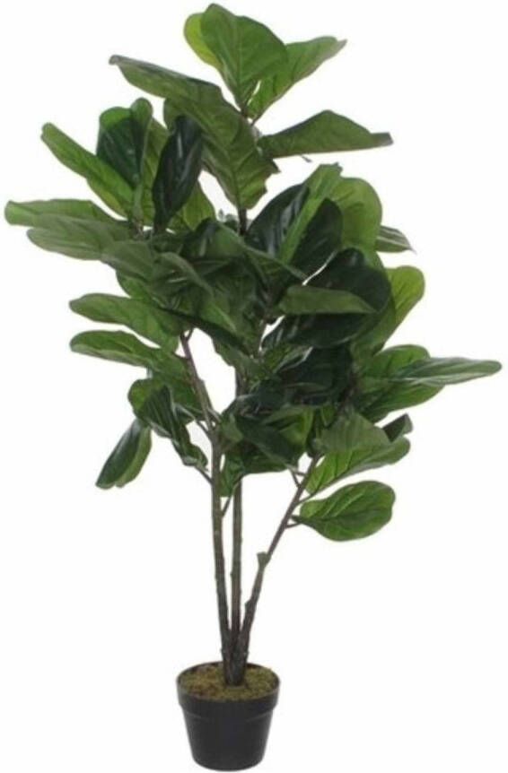 Mica Decorations Groene tabaksplant kunstplanten 120 cm met zwarte pot Kunstplanten