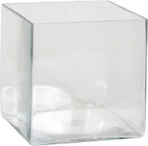 Mica Decorations Lage vierkante vaas transparant glas 20 x 20 x 20 cm Accubak Glazen vazen Woonaccessoires Vazen