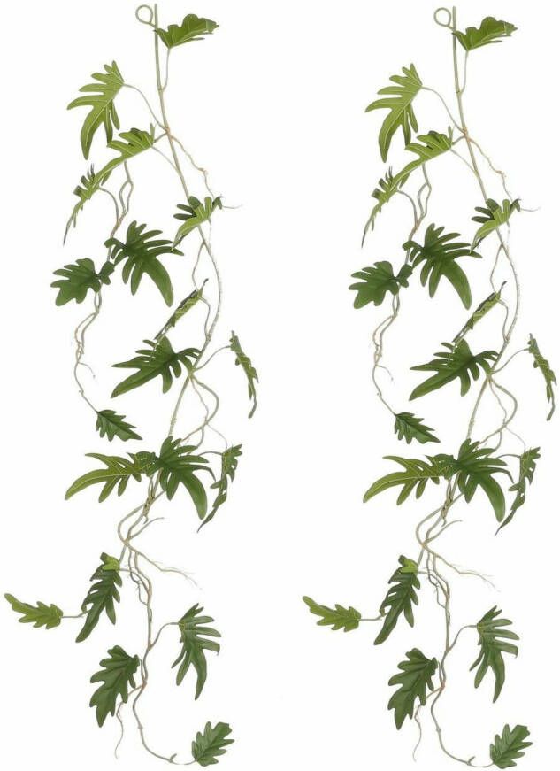 Mica Decorations Mica Decoration kunstplant slinger Philodendron Xanadu 2x groen 115 cm Kamerplant snoer Kunstplanten