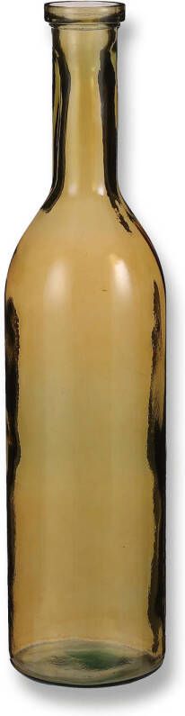 Mica Decorations Transparante okergele fles vaas vazen van eco glas 18 x 75 cm Rioja Woonaccessoires woondecoraties Glazen bloemenvaas Flesvaas flesvazen Vazen