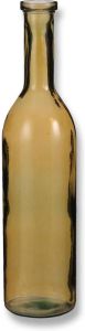Mica Decorations Transparante okergele fles vaas vazen van eco glas 18 x 75 cm Rioja Woonaccessoires woondecoraties Glazen bloemenvaas Flesvaas flesvazen Vazen