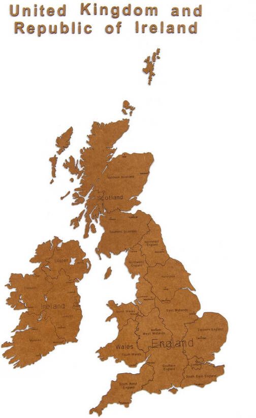 MiMi Innovations Luxe Houten Landkaart United Kingdom- 106x61 Bruin
