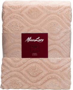 Miss Lucy Alice Plaid 170 X 210 Cm Deken Woonaccessoire Fluweel Zacht Poeder Roze Met Gouden Glitters