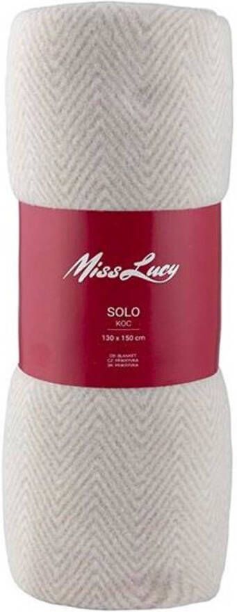 Miss Lucy Solo Plaid 130 x 150 cm Deken Woonaccessoire Fleece zacht Beige