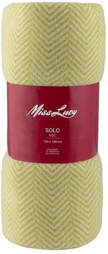 Miss Lucy Solo Plaid 130 x 150 cm Deken Woonaccessoire Fleece zacht Lemon