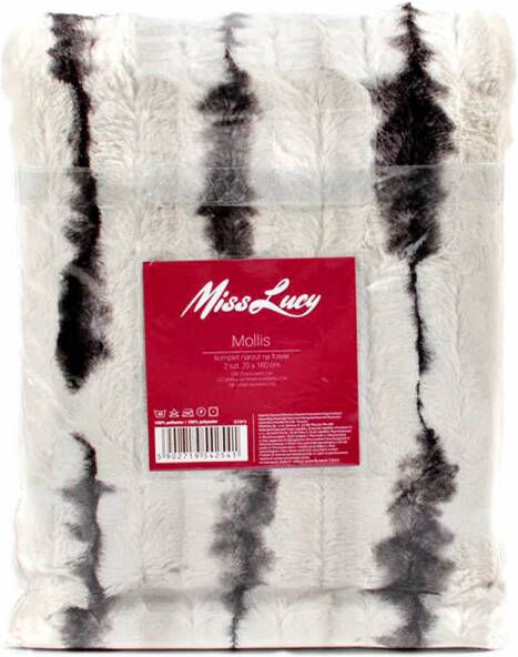 Miss Lucy stoel plaid deken set van 2 stuks &apos;&apos;Mollis&apos;&apos; 70 x 160 cm wit