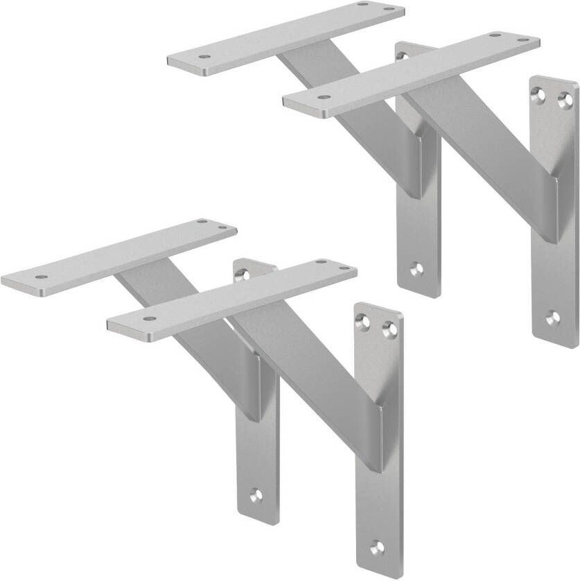 ML-Design 4 stuks plankdrager 180x180 mm zilver aluminium zwevende plankdrager wanddrager voor