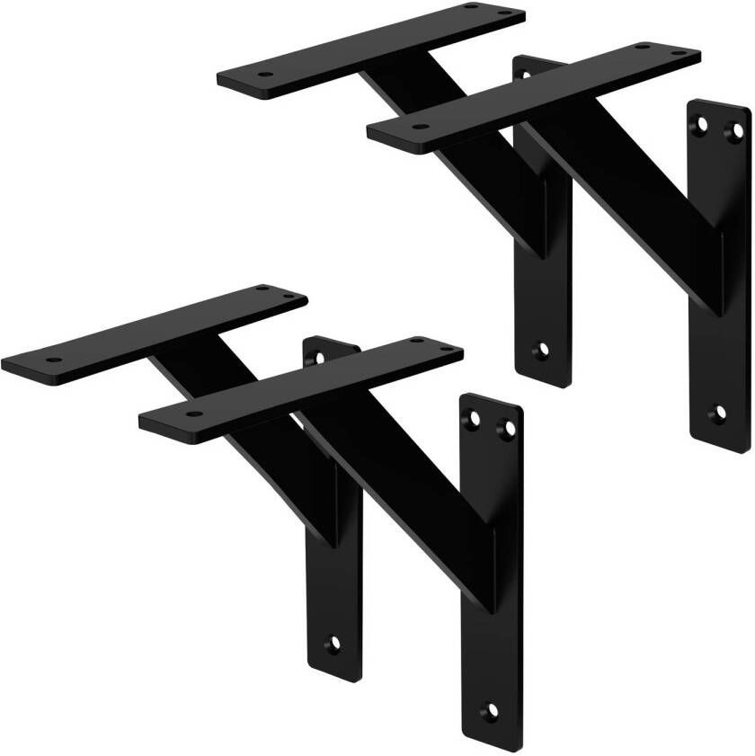 ML-Design 4 stuks plankdrager 180x180 mm zwart aluminium zwevende plankdrager wanddrager voor