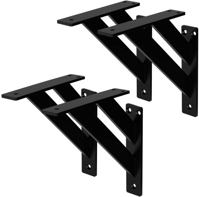 ML-Design 4 stuks plankdrager 180x180 mm zwart aluminium zwevende plankdrager wanddrager voor