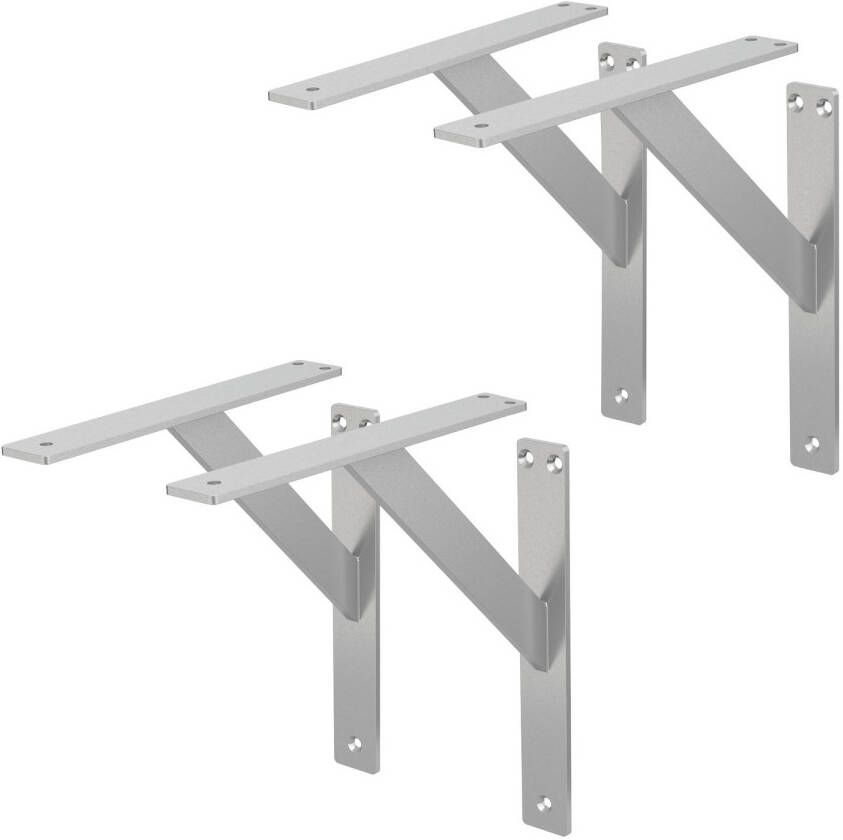 ML-Design 4 stuks plankdrager 240x240 mm zilver aluminium zwevende plankdrager wanddrager voor